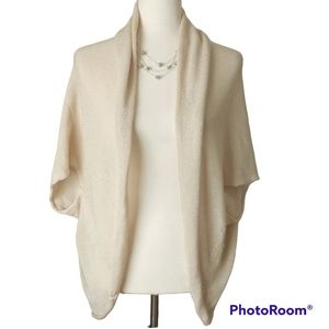 Forever 21 loose knit cocoon cardigan sweater draped beige tan cream size M/L